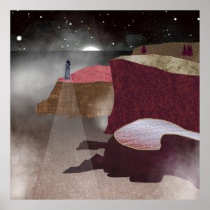 Poster Foggy Lighthouse