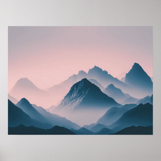Poster Foggy Mountain Nature Boho Foto Mínima (Frente)