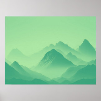 Poster Foggy Mountain Nature Boho Foto Mínima