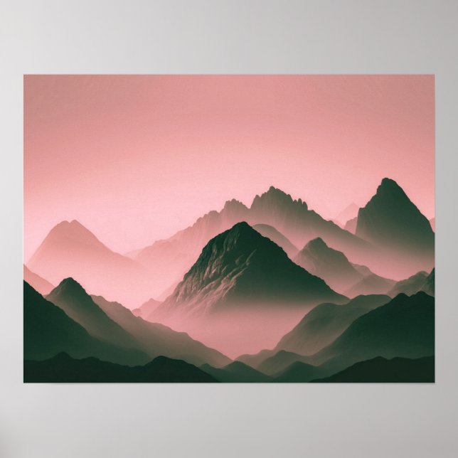 Poster Foggy Mountain Nature Boho Foto Mínima (Frente)