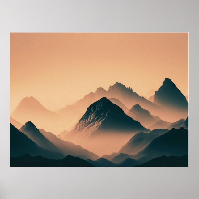 Poster Foggy Mountain Nature Boho Foto Mínima (Frente)