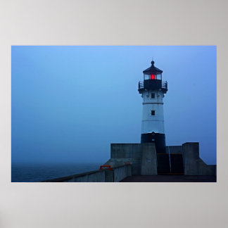 Póster Foggy North Pier Lighthouse