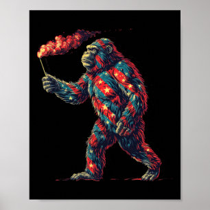 Poster Fogo De Pé Grande 4 De Julho Homens Sasquatch Amer