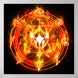 Poster Fogo Demônico Sinal de Caos Inferno Vermelho
