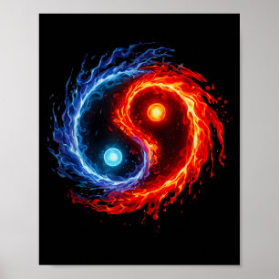 Poster Fogo E Água Símbolo Yin Yang Equilíbrio Tai Chi En