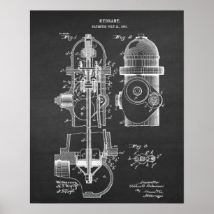 Poster Fogo Hydrant Blueprint Patent Art n.º 6