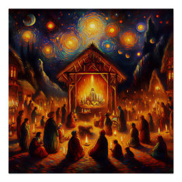 Póster Fogo Sagrado Sob a Noite Estrelada