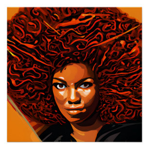 Póster Fogo Vermelho Mulheres Africanas Melanina Negra Si