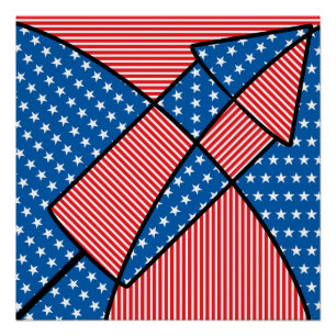 Póster Fogos de artifício americanos patrióticos