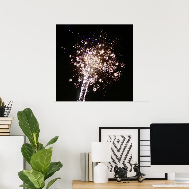 Poster Fogos de Artifício Azuis e Brancos (Escritório em casa)