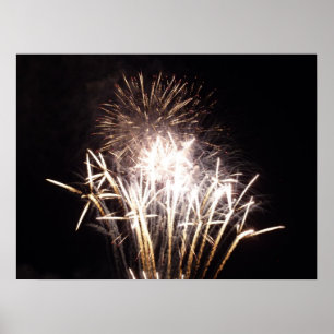 Poster Fogos de artifício brancos e Dourados I Celebraç