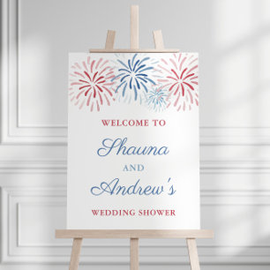 Poster Fogos de artifício Casais de 4 de Julho Chuveiro d