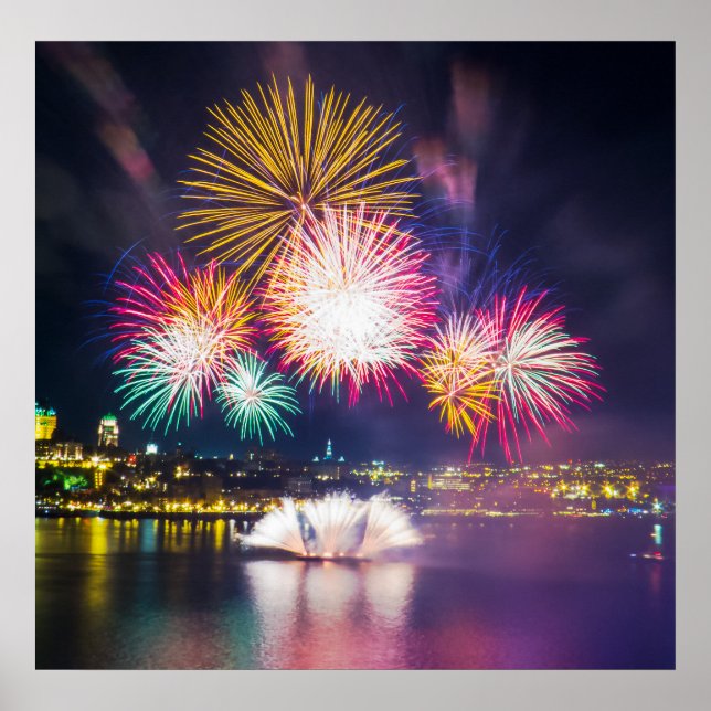 Póster Fogos de artifício coloridos (Frente)