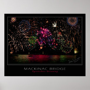 Póster Fogos-de-artifício da ponte de Mackinac