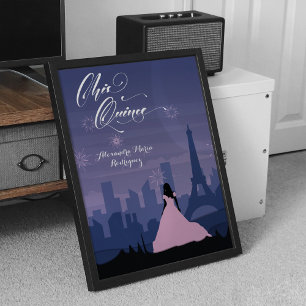 Poster Fogos de artifício da Slate Blue & Pink Paris Quin