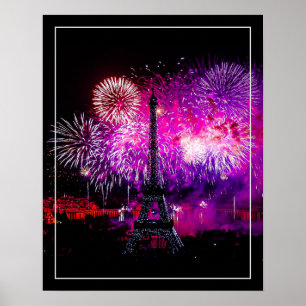 Poster Fogos de artifício de torre Poster-Eiffel de 16"