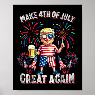Poster Fogos de Artifício Divertidos Trump Patriótico Ame