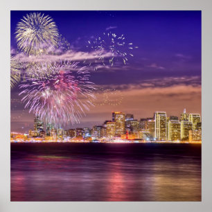 Póster Fogos-de-artifício do ano novo de San Francisco