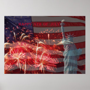 Poster Fogos de artifício do Dia da Independência e Est