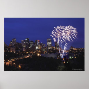 Póster Fogos De Artifício Sobre A Cidade