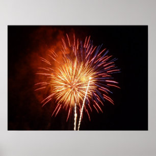 Póster Fogos de artifício vermelho, branco e azul I Patr