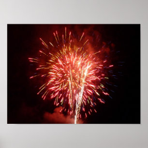 Póster Fogos-de-artifício vermelhos, brancos e azuis II