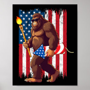 Poster Fogos De Bigfoot 4 De Julho Sasquatch American