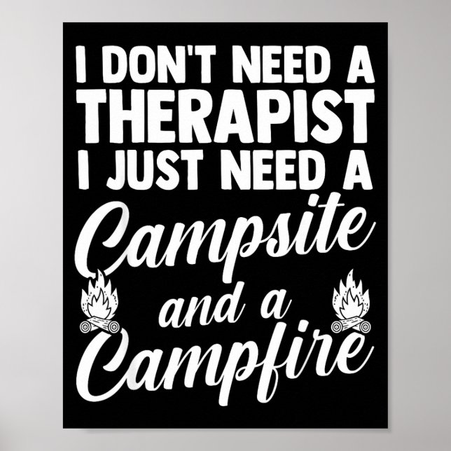 Poster Fogueira de camping vida no acampamento floresta c (Frente)