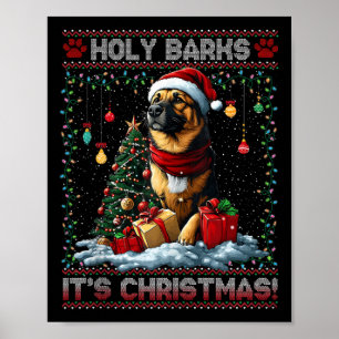 Poster Fogueira de Natal Borrão Luz Decorações de Cachorr