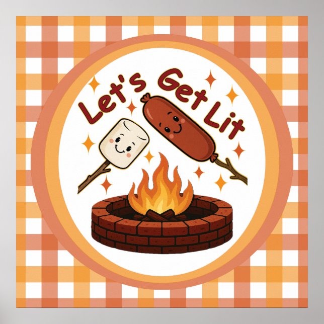 Poster Fogueira Let's Get Lit – Marshmallow e Cachorro-Qu (Frente)