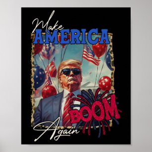 Poster Fogueira Patriótica de Donald Trump Faz o 4 de Jul