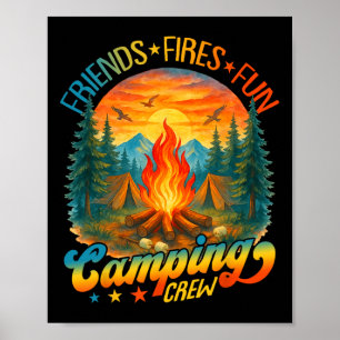 Poster Fogueiras Amigos Diversão Acampamento Equipe Acamp