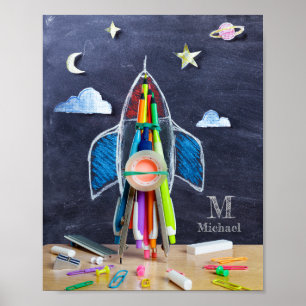 Poster Foguete com o tema espacial ~ Crianças de Monogram