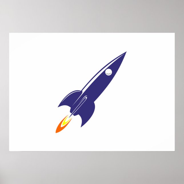 Poster Foguete Espacial de Cartoon (Frente)
