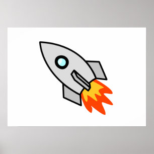 Póster Foguete Espacial de Cartoon
