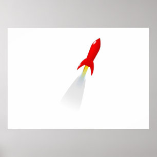 Póster Foguete Espacial de Cartoon