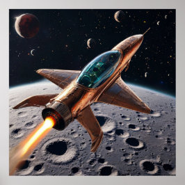 Poster Foguete futurista