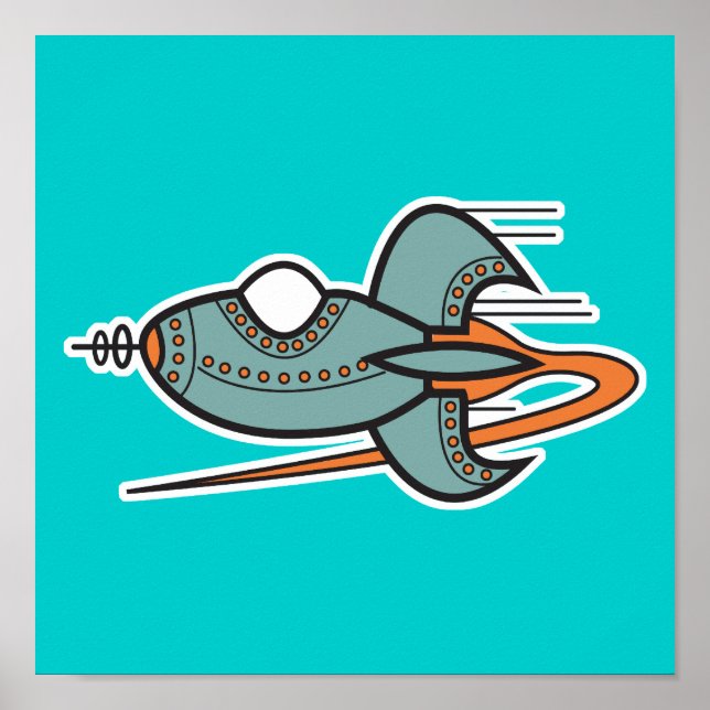 Póster foguete retrô (Frente)