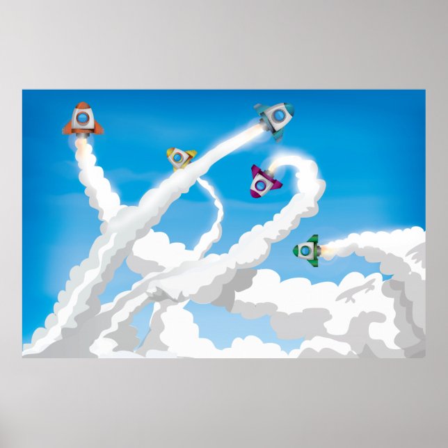 Póster Foguetes de Brinquedos bonitos! (Frente)