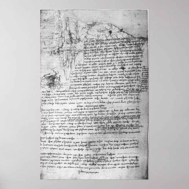 Poster Fol.145v-b, página do notebook de Da Vinci (Frente)