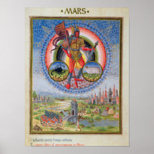 Poster Fol.7v o planeta Marte, de "De Sphaera", 1470