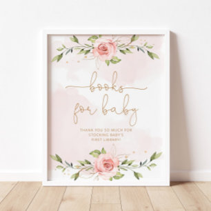 Poster Folha cor-de-rosa esbranquiçada de ouro floral Liv