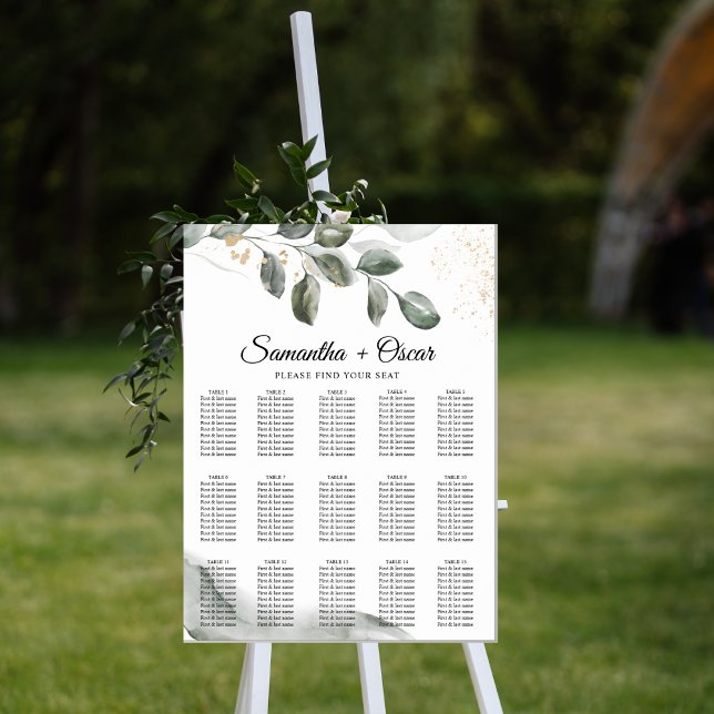 Poster Folha de Aquarela Gentle Greenery | Pó Dourado (Criador carregado)