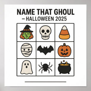 Poster Folha de Bingo do Jogo Nomeie Esse Fantasma Hallow