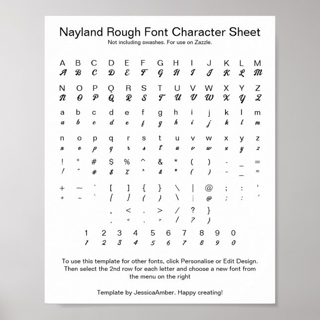 Poster Folha de Caracteres de Font Rough Nayland para Zaz (Frente)