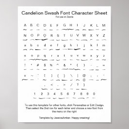 Poster Folha de Caracteres de Fonte de Troca de Candelion