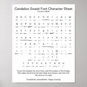 Poster Folha de Caracteres de Fonte de Troca de Candelion