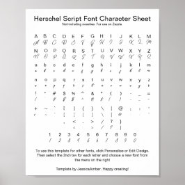 Poster Folha de Caracteres de Fonte do Script Herschel pa