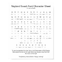 Folha de Caracteres de Fonte do Swash Nayland para
