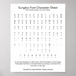 Poster Folha de Caracteres de Fonte Sunglow para o Zazzle